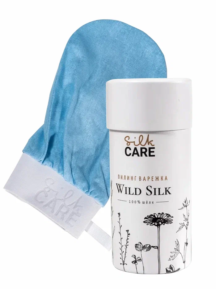 SILKCARE Wild Silk Шелковая варежка для пилинга голубая